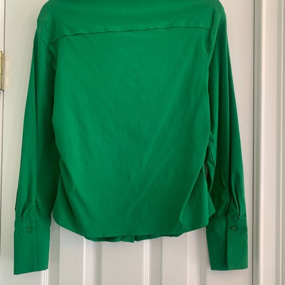 Green Medium Button Up Long Sleeve MNG Blouse - Picture 6 of 6